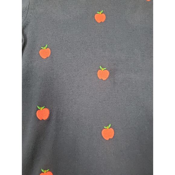 Girls Crewcuts L (10-11) Navy Blue Red Apple Embroidered Sweater - Picture 3 of 7